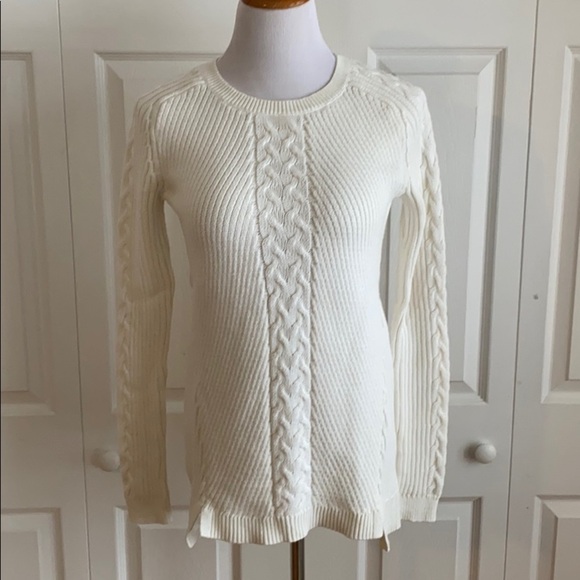 White Nautica Cable Knit Sweater Size Medium - Picture 1 of 12